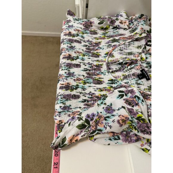 Torrid Womans Floral Smocked Top Size 3X Bloomcore Beachy Tropical Travel Vacay - Picture 5 of 11